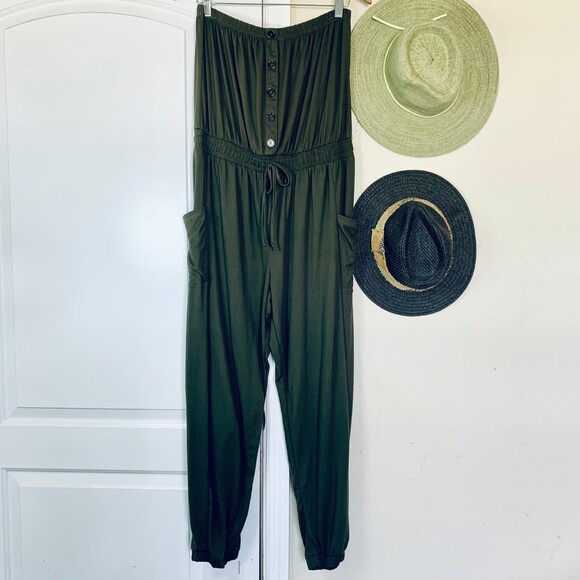 205 Collins by Forever 21 Hunter Green Military Style Romper/Jumpsuit | Size: XL - Picture 1 of 12
